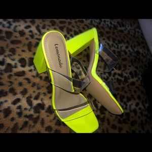 Clear Strap Neon Yellow Heel!